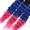 # 1B / Azul / Rosa Ombre Onda Profunda Peruano Feixes de Cabelo Humano Preto e Azul Rosa Três Tons Ombre Virgem Do Cabelo Humano Tece Extensões