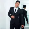 Fashion Black Beaded Wedding Tuxedos Slim Fit Suits For Men Groomsmen Suit Sequined Cheap Prom Formal Suits (Jacket +Pants+Vest)