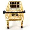 Gold/Rose Gold Mini Shopping Cart Home Decor Creative Supermarket Trolley Storage Basket Iron Metal TrolleyS Set Basket