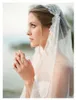 Viels de mariage de haute qualité avec perles Tulle doux avec bord en dentelle nouveauté ivoire 1.5*1.5 m voiles de mariée accessoires de mariage