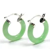 Smycken Naturlig ljusgrön Jade Klicka på Hoop EarringsFree Shipping