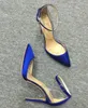 2018 nouvelles femmes bleues en soie à talons hauts talon PVC pompes chaussures de soirée