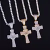 Men's Cross Lion Necklace & Pendant Iced Out Cubic Zircon Chain Hip Hop Jewelry Cubic Zircon Charm Gold Silver