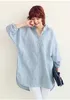 Hot Summer Corea Moda Tallas grandes Camisas de protección solar Mujeres embarazadas Algodón Lino Tops sueltos Camisa de manga larga Camisa de maternidad C3258