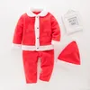 Jul Barn Baby Boys Girls Santa Claus Costume Dress Pants Hat 3pcs Set Outfits Xmas Present