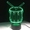 Drum Set 3D Illusion Night Light 7 Color Changing Touch Table Desk-lampen Xmas # T56