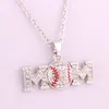 Gorąca Sprzedaż Softball Sports Wisiorek Naszyjnik Mom List White Yellow Crystal Kryształ Rhinestone Ball Charm Link Łańcuch do zespołu Fani Biżuteria