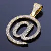 Or/argent couleur plaqué glacé Micro pavé Zircon cubique @ lettre pendentif collier HipHop Rock bijoux pour hommes et femmes