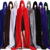 Adult Unisex Velvet Solid Color Long Hooded Cloak Halloween Costume Party Cape305y