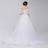 Białe eleganckie nowe sukienki kochanie pół rękawów Linia Lace Long Party Bride sukienki dla kobiet sukienki ślubne suknie DH4237
