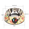 Cartoon Print Stainless Steel Bowls Dog Cats Feed Drink Bowl Pet Tableware Supplies 360025