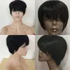 Curto Bob Brasileira Glueless Lace Front Perucas de Cabelo Humano com Franja Curta Perucas de Cabelo Humano para As Mulheres Negras Melhor Pixie Cut Straight Wigs