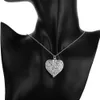 Mode givré motif de fleur pendentif simple creux en forme de coeur pendentif 925 chaînes de bijoux en argent sterling pour femmes hommes médaillon colliers