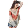 Camicie Autunno Donna Boho Vneck Camicetta all'uncinetto Camicetta lunga a kimono lavorata a maglia