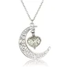 Collier pendentif coeur de lune Noctilucence lueur dans le noir diffuseur d'huile essentielle collier médaillon chaînes bijoux pour femmes