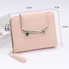 Coreano simpatico gatto anime in pelle trifold sottile mini portafoglio da donna piccola frizione borsa femminile porta carte moneta borsa da dollaro Cuzdan