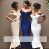 2018 Cheap Short Bridesmaid Dresses Chic High Low Satin Mermaid Off The Shoulder Maid Of Honor Dress Dubai Sexy Wedding Party Dresses