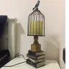 Loft Metal Cage Resin Bird Table Light Lampshade American Study Room Desk Lamp Decorative House Table Lamp Lighting Fixture