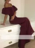 Arabe foncé Dubaï rouge sirène robes de bal hors épaule dos nu satin longueur de plancher formelle tenue de soirée robes de soirée personnalisé