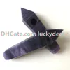 Crown Chakra öppnade fluoritkristall och stenrör Naturlig kvartsrör Fluorit Dark Purple Gemstone Healing Rökning Rör 1st Hot Sale