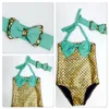 2pcsset swimwearhairband girls mermaid bikini set swimwear swimsuit bathing suit costume kids toddler girls bathing suits5552357