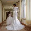 긴 소매 레이스 웨딩 드레스 아프리카 나이지리아 인어 레이스 신부 드레스 어깨 웨딩 드레스 플러스 사이즈 가운 Vestidos 드 노비