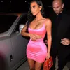 X82602ohvera kim kardashian cetim rosa bodycon vestido mulheres encosto mini sexy vestidos festa elegante vestido de verão 2018 vestidos