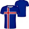 Iceland Unisex youth student boy custom made name number t shirt National flag personality trend wild couples casual t shirt clothes