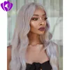 Pruiken 180 dichtheid volledige lange grijs witte synthetische kant body wave pruiken voor blanke vrouwen middendeel kunstmatige pruik cosplay