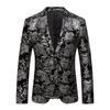 2018 Novo Jaqueta Floral Masculina Terno Masculino Blazers Fashion Ternos de Botão Único Slim Fit Blazers de Festa Tamanho Grande M-4XL