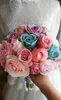 Aangepaste snoepkleur Wedding Bouquet met roze paarse blauwe rozen bruids boeket Flower Ball9823457