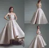 2019 AHI Studio Prom Dresses Bez Ramiączek Koronki Aplikacje Zroszony Wysoka Niski Satynowy Tulle Elegancka Suknia Wieczorowa Custom Made Formal Party Suknie