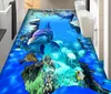 Floor mural wallpaper HD Fantasy Ocean World Dolphin vinyl flooring bathroom