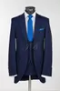 Smoking da sposo blu navy di alta qualità Abito da uomo da uomo con risvolto a punta One Button Uomo Business Dinner Prom Blazer (giacca + pantaloni + cravatta + gilet) NO: 109