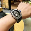 Cool men's watch Skull head hollow dial Original automatic hollow mechanical movement 316 steel case Double-sided mineral3035