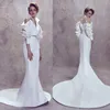 Ashi studio plus storlek sjöjungfru bröllopsklänningar hög nacke vestido de novia mode brud bröllopsklänning med långa ärmar