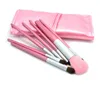 Beginner horse hair 7pcs/set makeup brush portable Pink / gold / black PU bag 7 makeup set brush.