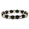 Nieuwe mode zwarte obsidiaan stenen kralen armband luxe shambala charme streng ketting voor mannen handgemaakte sieraden accessoires