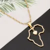 Vergulde roestvrij staal Afrikaanse kaart hanger ketting sieraden hart bedel kaart van Afrika sieraden