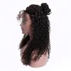 Indian Raw Virgin Hair 150% Density 13x4 Spets Front Wigs Kinky Curly Human Hair Lace Wig Mellan tre del PRE PLUCKED333U