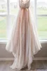 Blush Pink Lace Wedding Sukienka Śledna Back Back Sash Boho Bride Suknie szata de Mariage sukienka ślubna