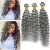 Extensiones de cabello humano de color gris brasileño virgen Onda profunda Tramas dobles Paquetes de tejido de cabello humano brasileño gris plateado 3 piezas / lote