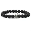 4 colori Micro Pave Cubic Zirconia Imperial Crown Bracciali Marca Uomo Donna Charm Black Lava Buddha Beads Bracciale Gioielli