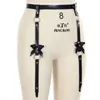 4 مقاطع NOIR EN CUIR JARRETIÈRE CEINTURE Jambe Bas Bretelles Jarretière cuisine Haute taille Bondage لانجري دي نسائي دي مود هارنس