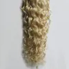 Aplicar cinta adhesiva Trama de la piel Cinta rubia en extensiones de cabello humano 100 g Extensiones de cabello rizado Extensiones de cinta rubia 40 piezas