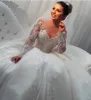 Amazing Sheer Neck Suknie Ślubne Koronkowe Aplikacje Długie Rękawy Suknie Ślubne Sweep Pociąg Custom Made Plus Size Wedding Sukienka