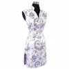 Bordeaux Traditionele Chinese Dame Jurk Mujeres Vestido Vrouwelijke Satijn V-hals Mini Cheongsam Qipao Maat SML XL XXL XXXL JY012-7319H