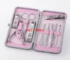 50 set / lotto Moda trasporto veloce 12 pz / set Set manicure forbici tagliaunghie professionali in acciaio inossidabile con confezione rosa