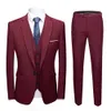 Romantic Purple Notched Collar Men Suits One Button Dinner Party Three Pieces (Jacket+Vest+Pants) Trim Fit Wedding Tuxedos