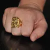 Mode Titan Stahl Gold Christus Jesus Kopf Stück Ring Hip Hop Bling Rock Größe 8-12 Für Männer Frauen geschenk Schmuck Frau Hochzeit Ring